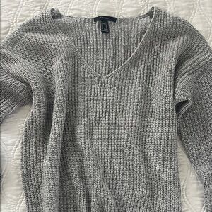 Forever21 Light Gray V-Neck Sweater